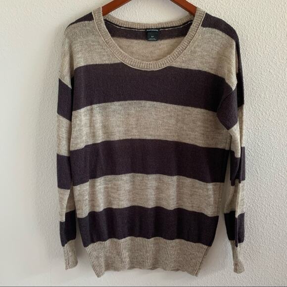 Club Monaco Striped Mohair Blend Sweater Brown Tan Small - Picture 1 of 6